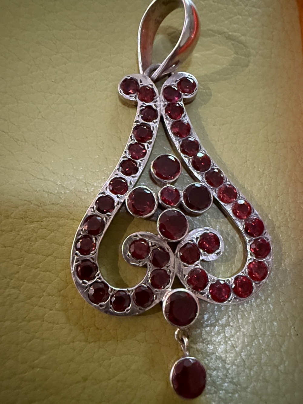 Silver, garnet, Teardrop Pendant Necklace - Women Jewelry